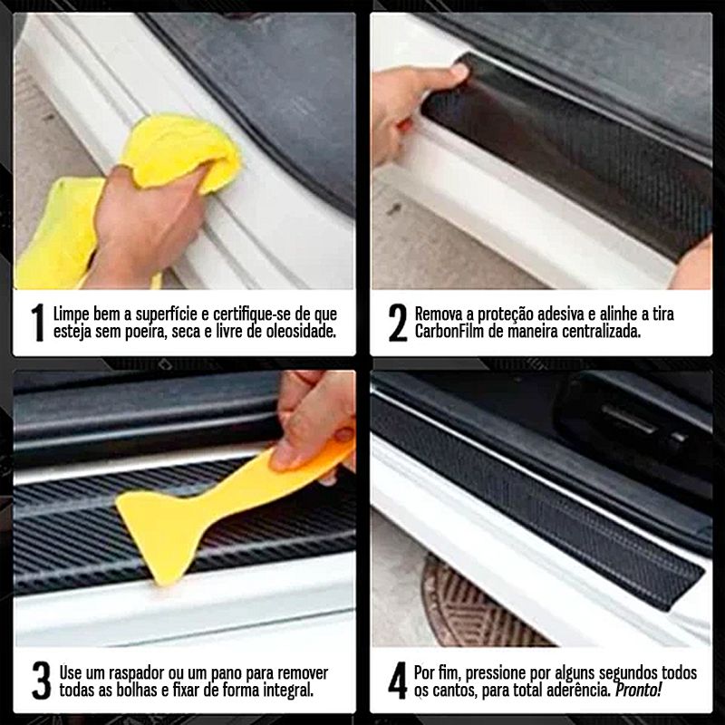 CarbonFilm™ Protetor de Soleira Anti-risco Premium - 4 Pçs